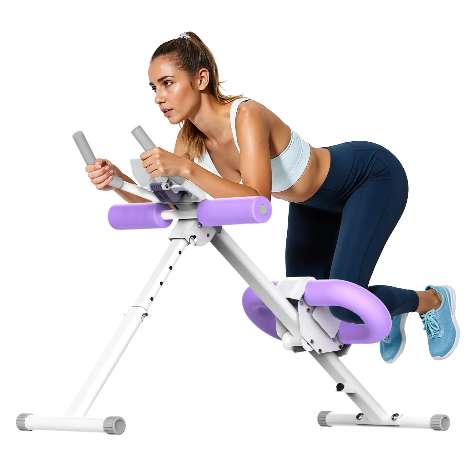 OwlSky Adjustable Core & Ab Trainer - Ab Machine Abdominal, Core & Leg Workout Equipment, Foldable Home Fitness Gear with 5 Height Levels, 400LBS Capacity, LCD Monitor, Phone Holder, Heavy Duty Frame, Ab Workout
