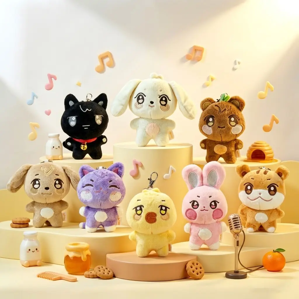 Atz Plushie Keychain - 10cm Kawaii Cartoon Stuffed Doll Pendant, Soft Kpop Gift for Fans, Aesthetic Bag/Backpack Charm, Anime-Style Accessory for Teens, Kpop Fans