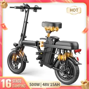 Adult Electric Bicycles Foldable 20mph Commuter Ebike with Detachable Battery Lightweight Folding Ebike 500W 48V 15AH 16 Stage Damping
