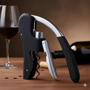 Zinc Alloy press-Type corkscrew: Quick, Portable Wine Opener for Home Bar, Kitchen, Camping & Outdoor Activities. One-push Design, Non-Slip 7 durable. Ideal for Parties, picnics, travel, Bottle Opener.
