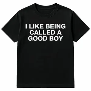 [graphic T-shirt]Cotton Men's Funny "I Like Being Called a Good Boy" Graphic T-Shirt Black Cotton Short-Sleeve Tee Comfortable Versatile Summer Casual Wear