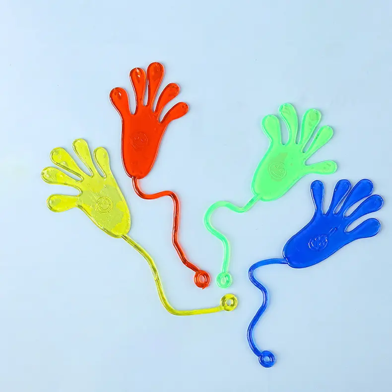 Classic Sticky Palm Fidget Toys 4 Pack（Random colors, colors may repeat） - Elastic Sticky Hands for Family Game Night, Classroom Prizes & Goodie Bag Fillers ideal day party favor little gift