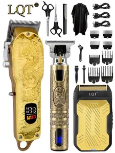 Professional men's wireless electric clipper, trimmer, and shaver combo set, Professional Cordless Trimmer Rechargeable Gold Clippers,  trimmers for men,barber equipment,detail trimmer,clipper kit