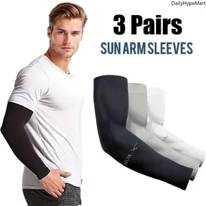 Unisex Ice Silk Sports Arm Sleeves, 3 Pairs UV Protection Sleeves for Outdoor Riding & Driving, DailyHypeMart Fashion Accessory