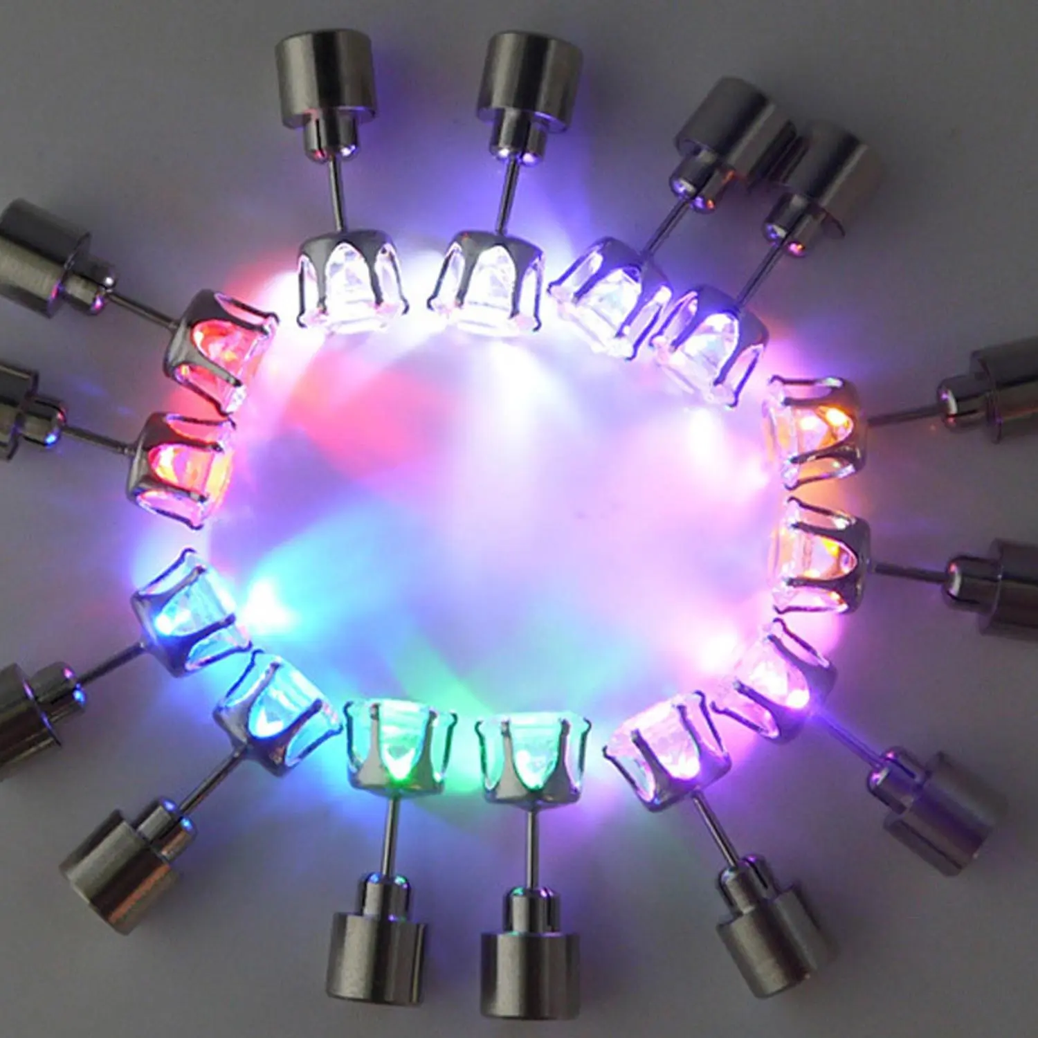 LED Night Glow Rhinestone Earrings Set, 14 Pairs with Colorful Flash Styles, Perfect for Ktv Parties, Decorative Gift Item