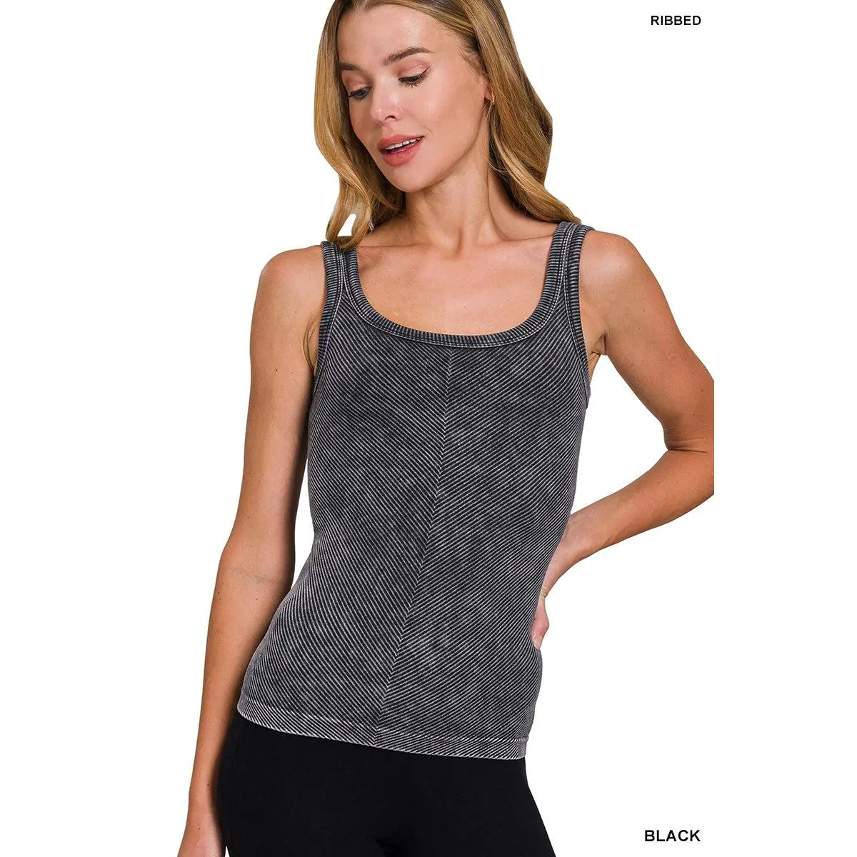 FINAL SALE- Ribbed Tank-Acid Wash- Zenana