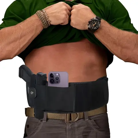Men's Fanny Pack Style Belt Bag for Concealed Carry, Hands-Free Belly Band Waist Holster Fits G-Series 19/43, Sig P365, Taurus G2C, Hands-Free Men's Fanny Packs & Belt Bags