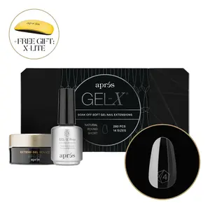 APRÉS Natural Round Gel X Nails Kit, Beginner-Friendly Easy-Cure Fake Nails Set, Beauty Manicure Accessory Gift Box, Nail Care