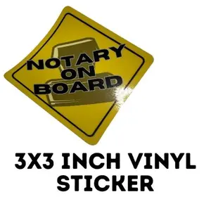 Notary On Board Waterproof Vinyl Sticker for Water Bottles 3x3 Inches Durable & Heat Resistant Gift for Notary