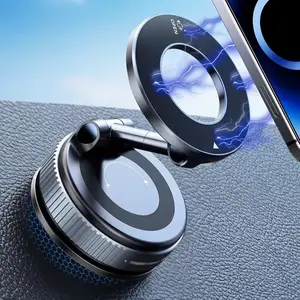 Universal Magnetic Car Phone Holder Strong Vacuum Suction Cup Mount for All Smartphones & Vehicles Foldable Design Works on Dashboard Gym & Bathroom Mirrors