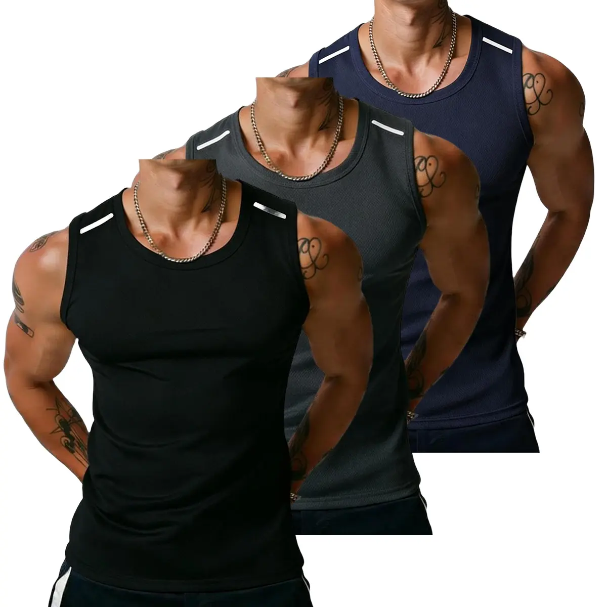 Black + Dark Gray + Blue