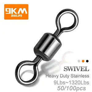 100pcs Heavy Duty Stainless Steel Fishing Barrel Swivels - 9KM Rolling Swivel for Saltwater and Freshwater Fishing, Strong Line Connector, Best for Christmas, Perfect for Thanksgiving, Fishing Equipment