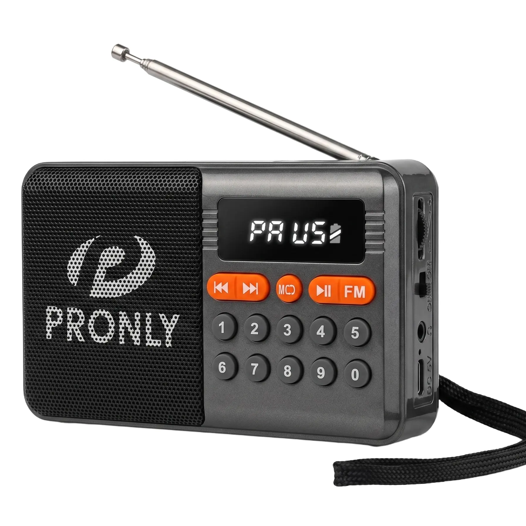 FM Radio, Digital FM Radio with Bluetooth, USB-C Rechargeable Small Portable Radio, TF Card/U Disk Playback, LED Display, PR-808BT for Home Bedroom Kitchen