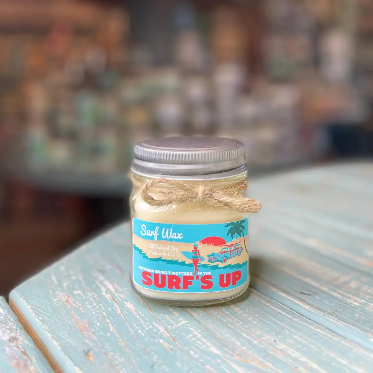 Surf's Up Candle Vintage Collection - 1/2 Pint 8oz All-Natural Soy Wax with Coconut Lime Scent for 40-50 Hours Burn Time