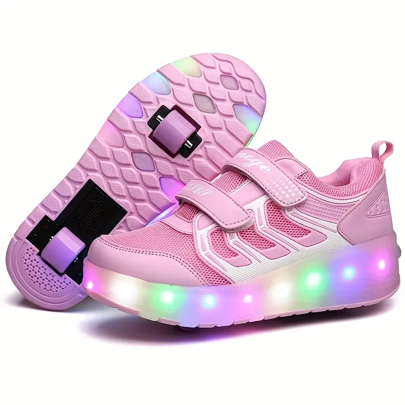 Stylish LED Roller Skates Girls Shoes - Bright Breathable Kids Sneakers-DY
