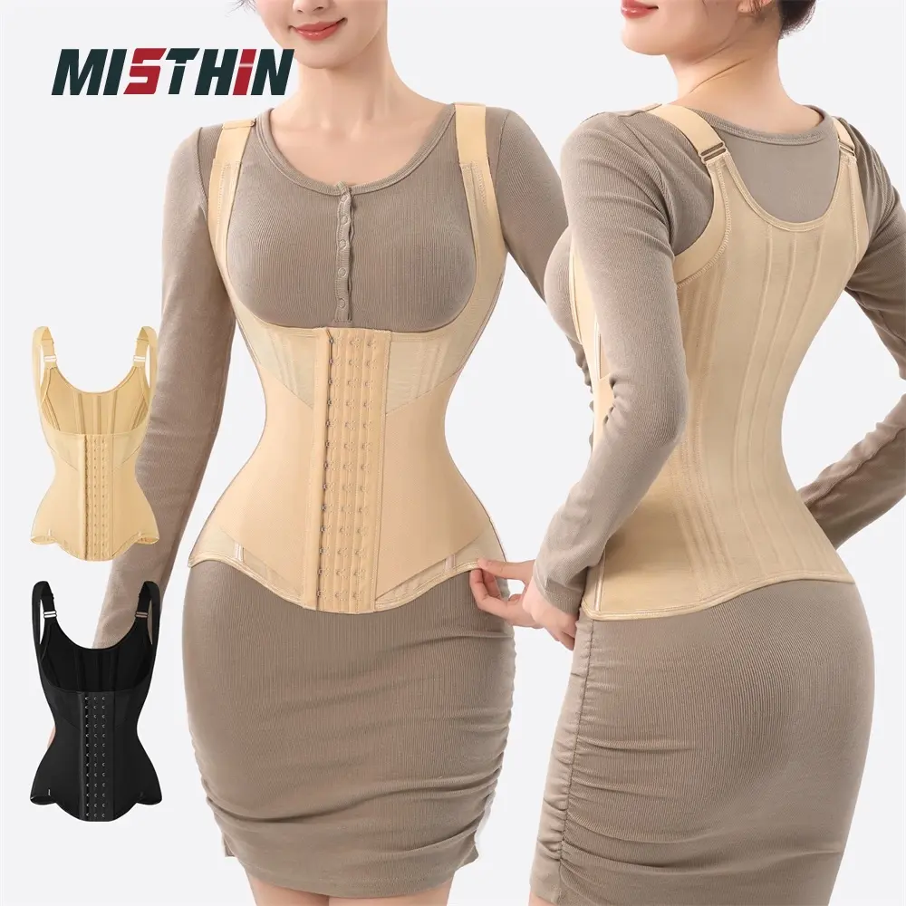 MISTHIN Women's Tummy Control Shapewear Vest, High-Waisted Compression Body Shaper with Adjustable Straps for Workouts, Plus Size, Women's Clothes