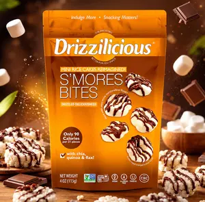 Drizzilicious Mini Flavored Rice Cakes S'mores - Rice Crisps, Healthy Snack for Adults and Kids, Vegan, Gluten Free Snack, Allergen Free, Only 90 Calories Per 21 Pieces- 4 oz (Pack of 1)
