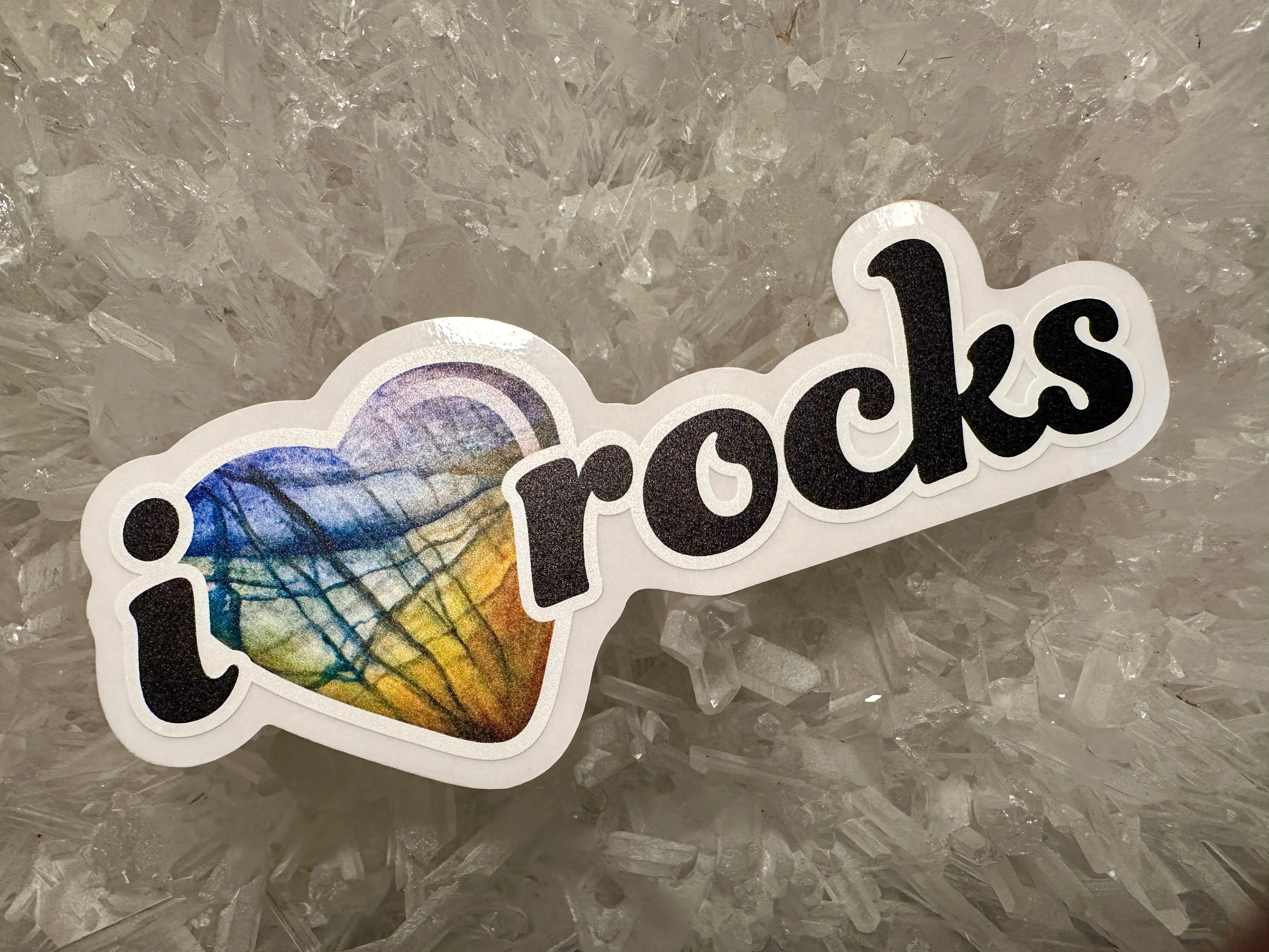 I Love Rocks Labradorite Heart Vinyl Sticker