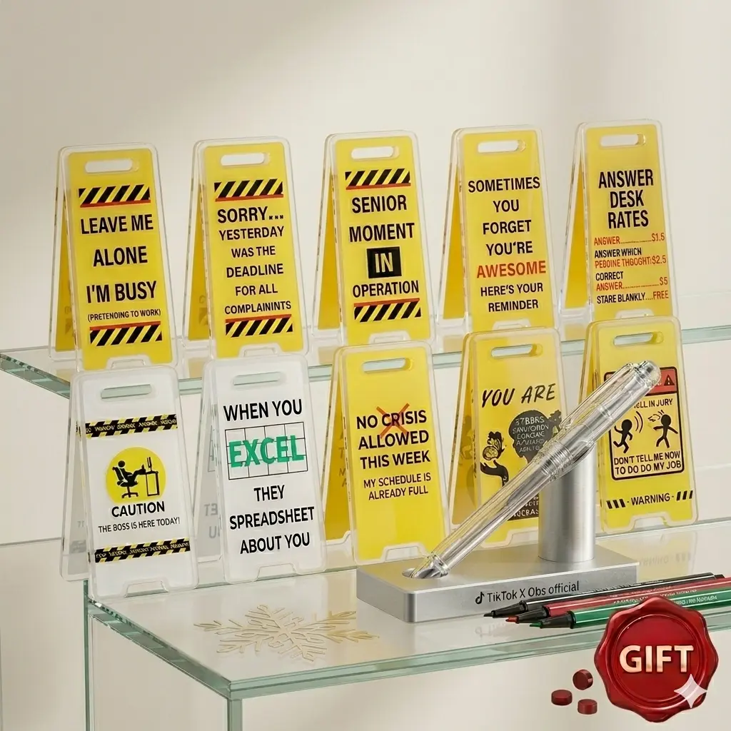 Funny Desktop Warning Sign, 10pcs/set Acrylic Desktop Warning Sign, Multifunction Clip Note Clip, Office Decoration Sign, Gift for Friend & Colleague, office Home Decor