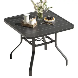 Patio Dining Table 35"x35" Square Outdoor Dining Table with 1.57" Umbrella Hole, Metal Outdoor Furniture for Patio, Graden, Backyard and Poolside, Weather-Resistant