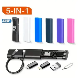 Five-In-One Charging Set PD 60w USB-C to USB-C Data Cable, Fast Charging for iOS 8-17, Samsung, Xiaomi, Type-C/micro USB Universal Interface, Type C Portable, USB C Cables
