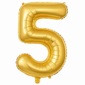 Gold Foil Number 5 Balloon - Air-Filled