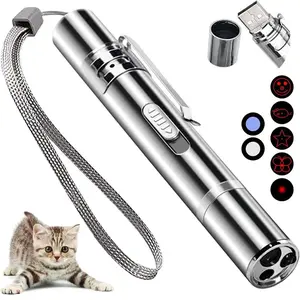 USB Rechargeable Laser Cat Toy with UV Search Feature 5 Adjustable Modes Interactive Play for Cats Indoor & Outdoor Pet Training Toy