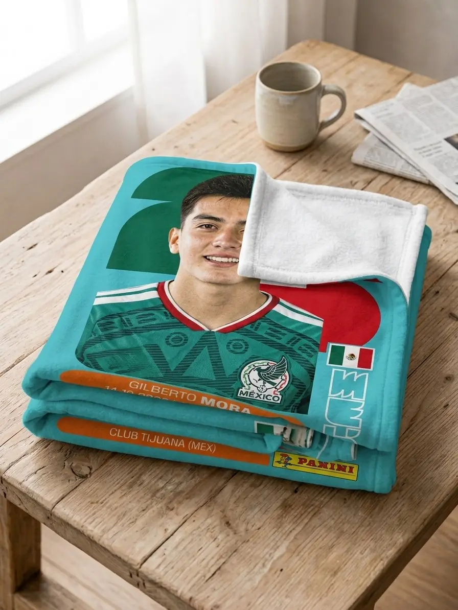 Mexican Soccer Team Style Flannel Throw Blanket, Green Football Fan Gift, Soft Cozy Sports Blanket for Bedroom, Sofa and Game Room Decor