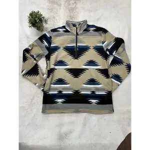 Roper Mens 1/4 Zip Fleece Pullover Aztec Ivory