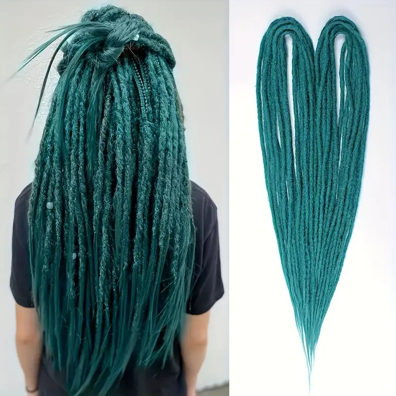 New 2025 Arrivals Unisex Crochet Dreadlock Extensions - 22" Handmade Synthetic Wool Dreads, 10 Strands Pack, Double Ended, Soft Reggae Hip-Hop Hair for All People
