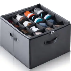 OKMARTS 2Pack Shoe Organizer for Closet, Large Shoe Box Storage Containers, Foldable Shoe Storage Organizer Box Bin with Adjustable Dividers and Clear Cover, Space Saving Shoes Holder