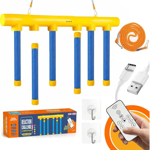 Interactive Floor Game Set with EVA Foam Catching Sticks, 3 Speed Settings, Adjustable Upgraded Remote Control - Reflex Challenge Brain Potential Toy, Unisex Gift for Ages 12+, Family Fun Christmas Game