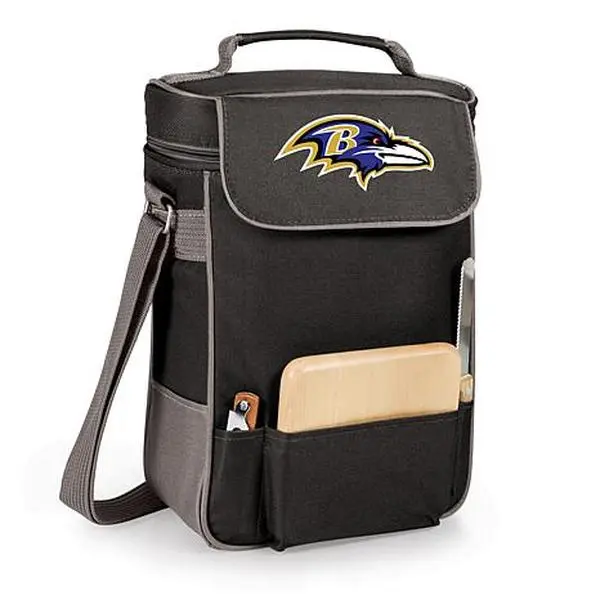 Football Fan Shop Picnic Time Duet Wine and Cheese Tote - Baltimore Ravens