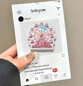 Whimsical Ferris Wheel Phone Grip Magsafe, Pink Ferris Wheel Phone Holder, Amusement Park Phone Grip, Cartoon Kindle Grip, Gift for Girls Boys