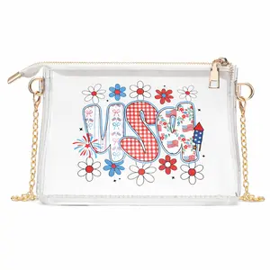 USA Flag Clear Crossbody Bag Stadium Approved – Transparent Shoulder Purse for Women | World Cup 2026, Concerts & Festivals Security Compliant