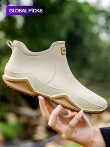 Women's Fashionable Letter Label Design Ankle Boots, Casual Waterproof Non-slip Rain Boots for Outdoor, Female All-match Round Toe Shoes for Daily Wear, Walking Shoes, Waterproof Footwear