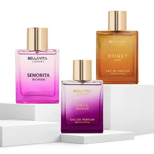 Stolen Hour by BellaVita Luxury | Perfume Gift Set | Senorita (Floral Fruity with Pomegranate & Musk), Honey Oud (Woody Spicy with Vanilla & Patchouli) & Date (Fruity Floral with Pink Pepper & Jasmine) | 3 x 3.4 Fl.oz | Vegan & Cruelty-Free