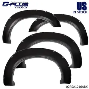 4pcs Pocket Style Rivet Fender Flares, Super Duty Compatible, Fit for 11-16 Ford F250/F350 Car Exterior Mud Flaps & Splash Guards