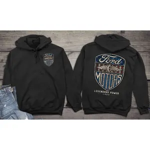 Ford Hoodie, Officially Licensed, Ford Motors Hooded Sweatshirt, Legendary Power, 1903, Tire Wings, Shield, Crest, Pullover 2-Sided Men and Women's T-Shirt, Sweatshirts, Hoodie - Trend