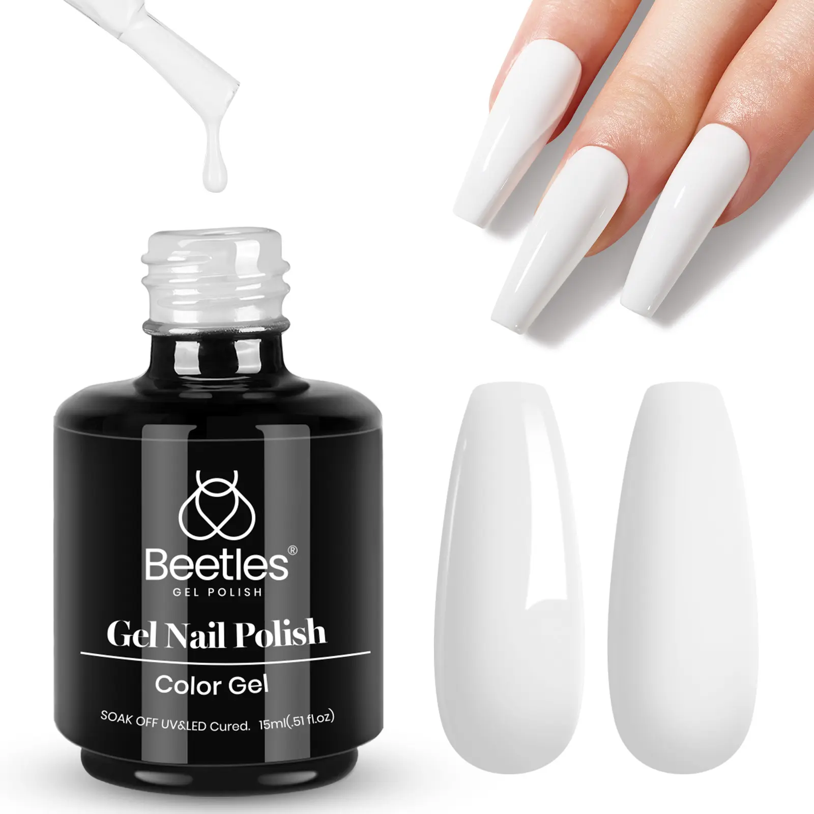 Beetles Classic Gel Nail Polish, 1PC 15ml Soak Off UV LED Gel Polish for Nail Art, Long-Lasting High Gloss Color Gel for DIY Home & Salon Manicure