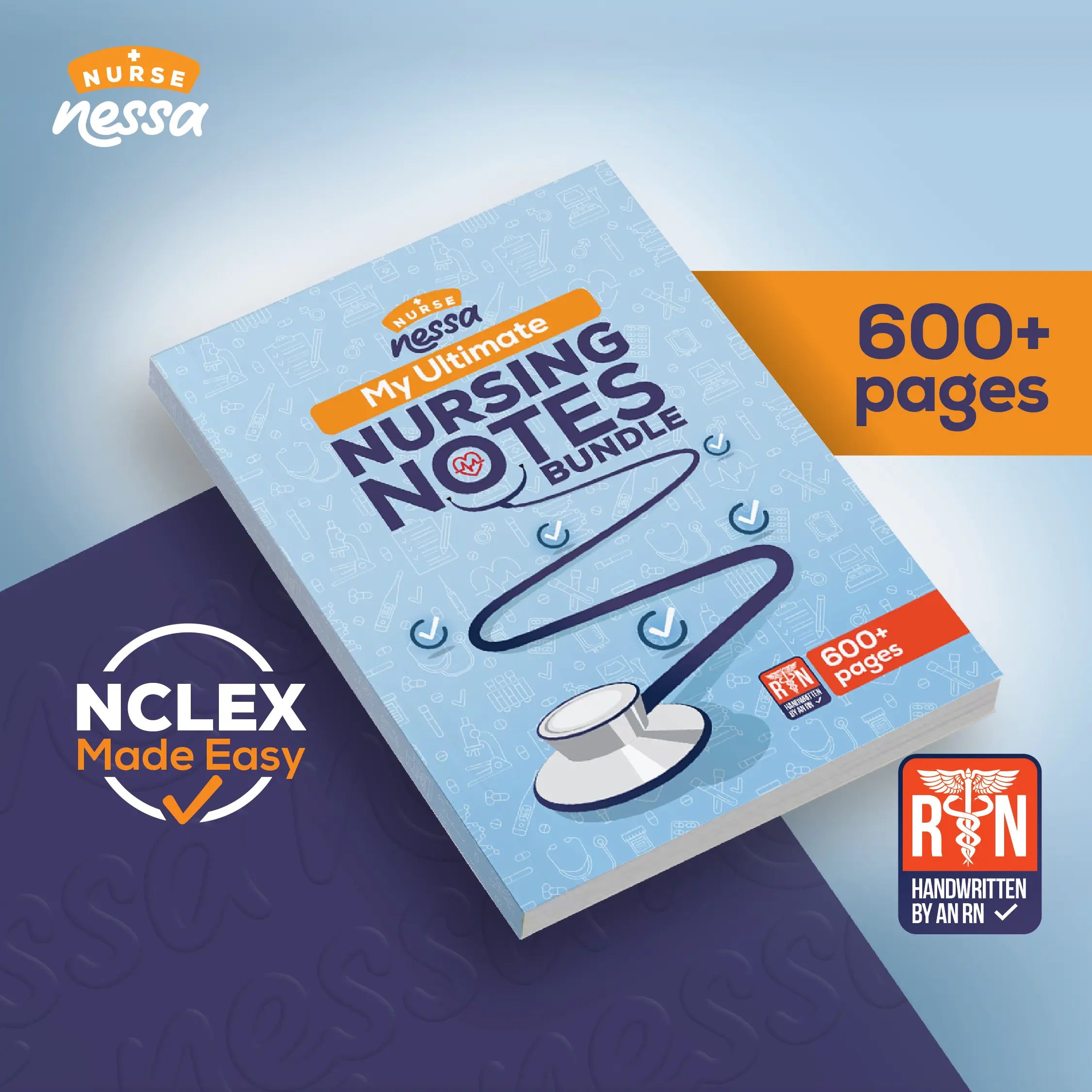 NURSING GRAPHICS EX 9冊セット Nurse Nessa My Ultimate Nursing Notes Bundle 600+ Pages