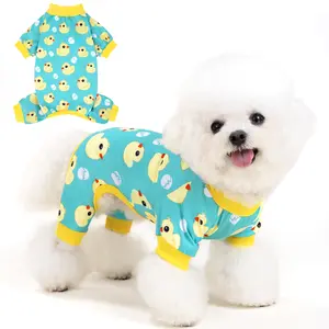 XPUDAC Cozy Pet Pajama with Cute Duckie Print Sleepwear for Small Medium Large Dogs Cats Christmas Gift Universal Fit Puppy Costume Clothes Shirt - Outfits
