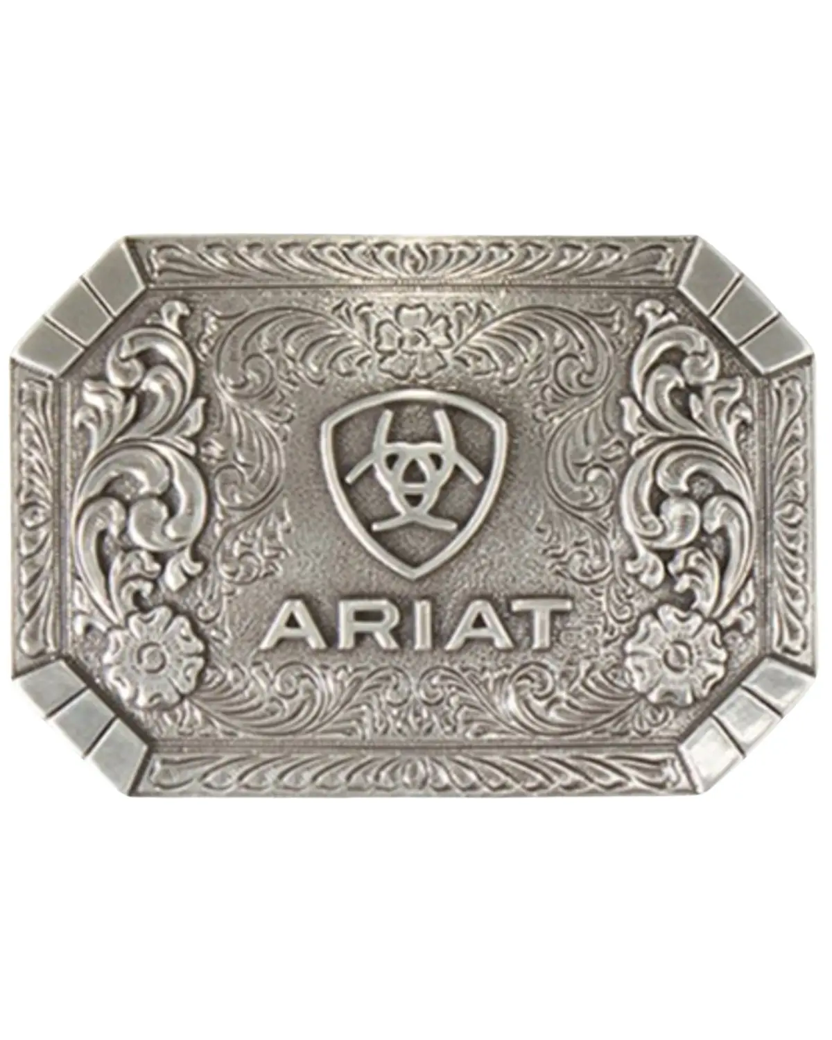 Ariat Women's Women'S Floral Silver Rectangular Belt Buckle - A37018