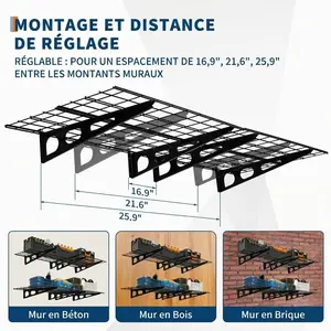 Black Folding Garage Storage Shelves, 2 Pack 2x6 FT Wall Mounted Shelving Unit, 1600 Lbs Heavy Duty Wall Storage Rack for Garage, Warehouse, Basement, Laundry Room