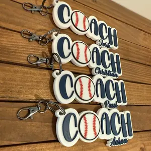 Custom Coach Keychain – Personalized Baseball or Softball Gift – 3D Printed Coach Thank You – End of Season Gift – Coach Appreciation