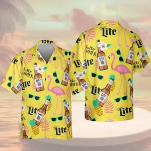 MMiller Light Beer Flamingo Unisex Hawaiian Shirt, Beer Shirt, Perfect Gift For Summer