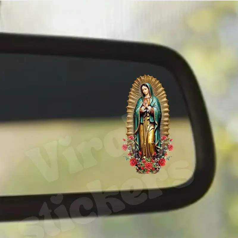 4pcs Small Rearview Mirror Virgin Mary Decorations