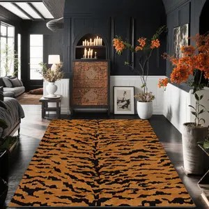 Fashionable Retro Square Printed Leopard Print Velvet Carpet - Ideal Gift, Versatile for Home & Commercial Use, Multiple Sizes, Machine - Washable, Soft & Non - Shedding