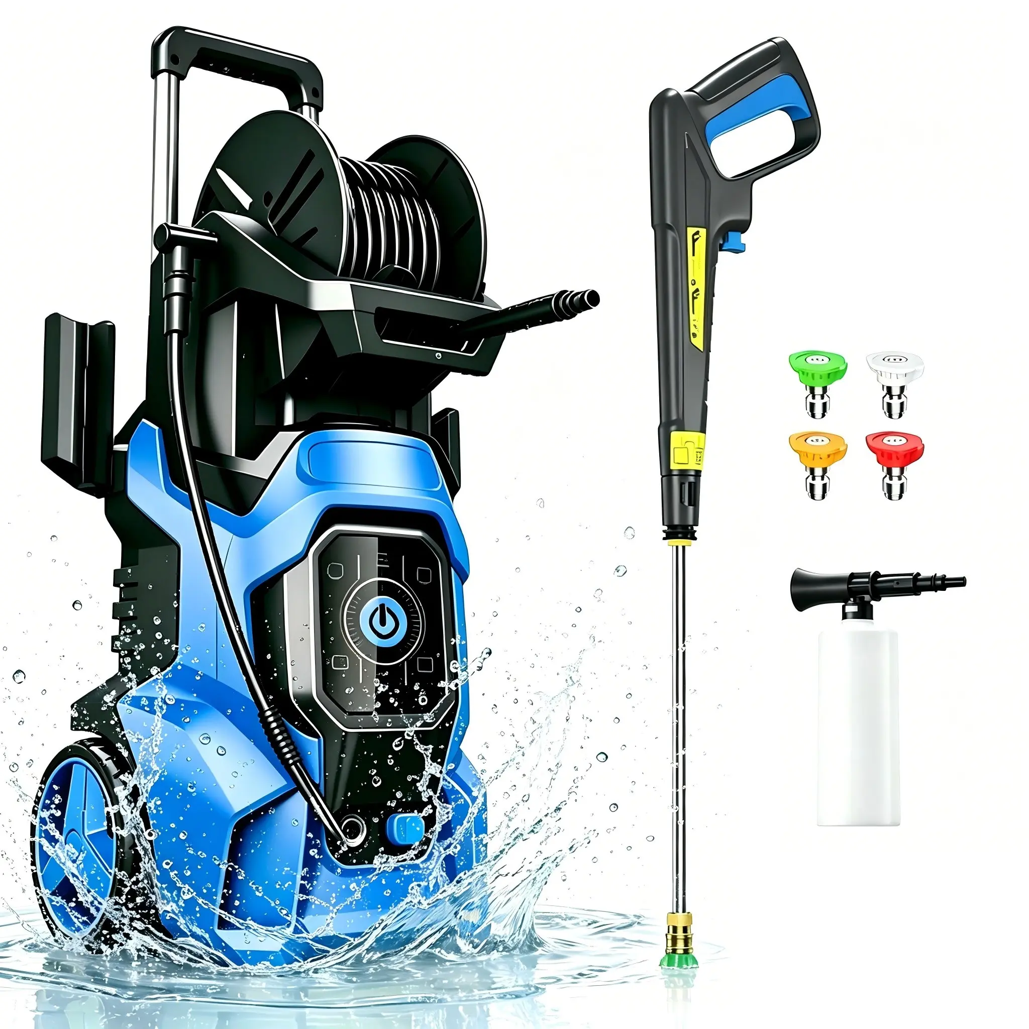 5560PSI MAX 3.0GPM Electric Pressure Washer, 15 Level Adjustable Touch Screen, Focused Dirt and Grime Cleaning, Flexible Car and Outdoor Cleaning, with 4 Spray Nozzle, 500ML Soap Tank, Stainless Steel Lance and Total Stop System for Car, Home Cleaning