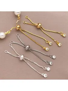 2Pcs Silver Plated Copper Adjustable Jewelry Extender Chain 6cm 2.36" Telescopic zipper for Jewelry Making Handmade Fashion Jewelry Findings Elegant Design Durable Crafting Supplies